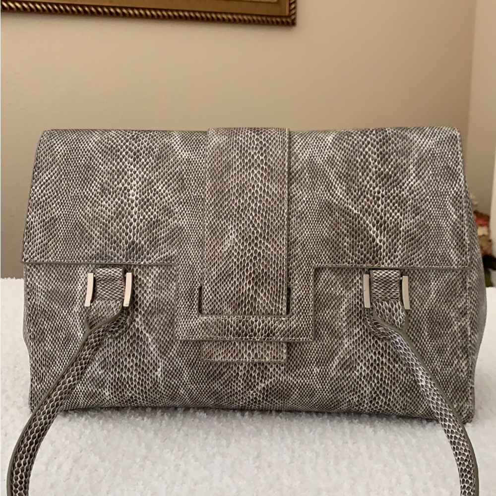 Elegant Snake Print Leather Handbag by Charlie Lapson - Picture 5 of 17
